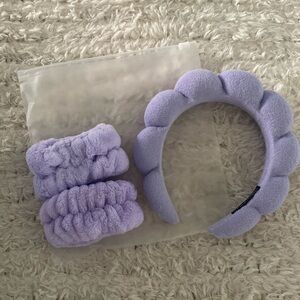 NWOT Purple Headband + Wristbands